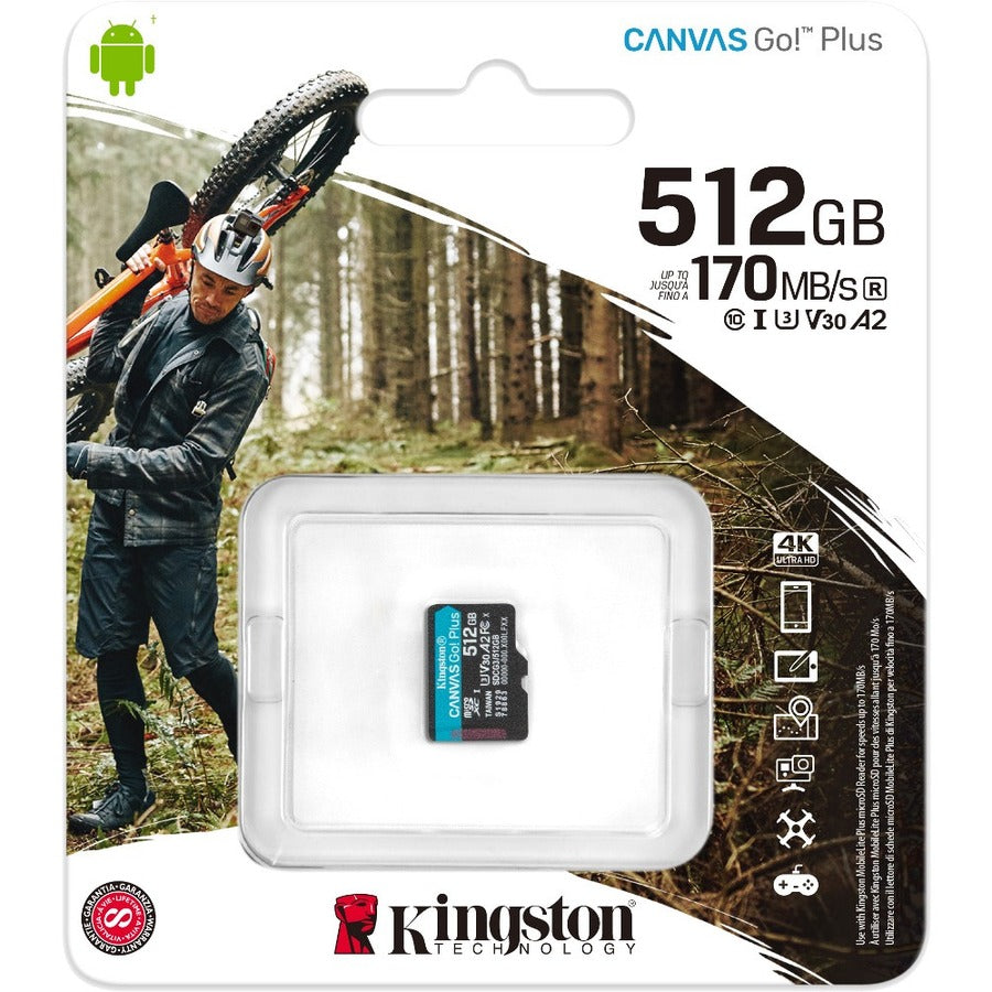 Kingston Canvas Go! Plus SDCG3 512 GB Class 10/UHS-I (U3) microSDXC