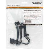 Rocstor Premium 15.7in 4 x SATA Power Splitter Adapter Cable - SATA for Hard Drive - 15.7in - 1 Pack - 1 x SATA Male - 4 x SATA Female - Black - Cable