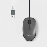 Logitech M100 Wired USB Mouse, 3-Buttons,1000 DPI Optical Tracking, Ambidextrous, Compatible with PC, Mac, Laptop (Gray)