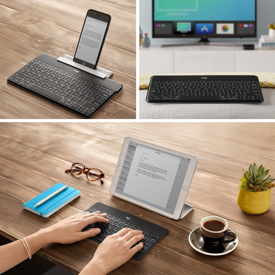 Keys-To-Go Super-Slim and Super-Light Bluetooth Keyboard for iPhone, iPad, and Apple TV - Black