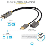 StarTech.com 1ft (30cm) HDMI to DisplayPort Adapter, 4K 60Hz HDR HDMI Source to DP Monitor, USB Bus Powered, HDMI 2.0 to DisplayPort 1.2