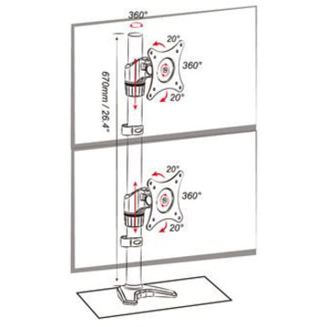 Amer Mounts - Dual Vertical Monitor Mount