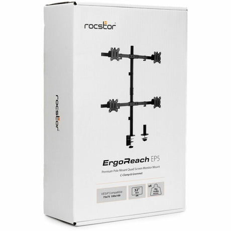 Rocstor ErgoReach Mounting Arm for Monitor, LCD Display, LED Display - Black - Landscape/Portrait