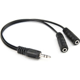 Rocstor Premium Slim Stereo Splitter Cable - 3.5mm Male to 2x 3.5mm Female - 1 x Mini-phone Male Stereo Audio - 2 x Mini-phone Female Stereo Audio - Nickel-plated Connectors - Black Cable 3.5mm TO 2x3.5mm M/F