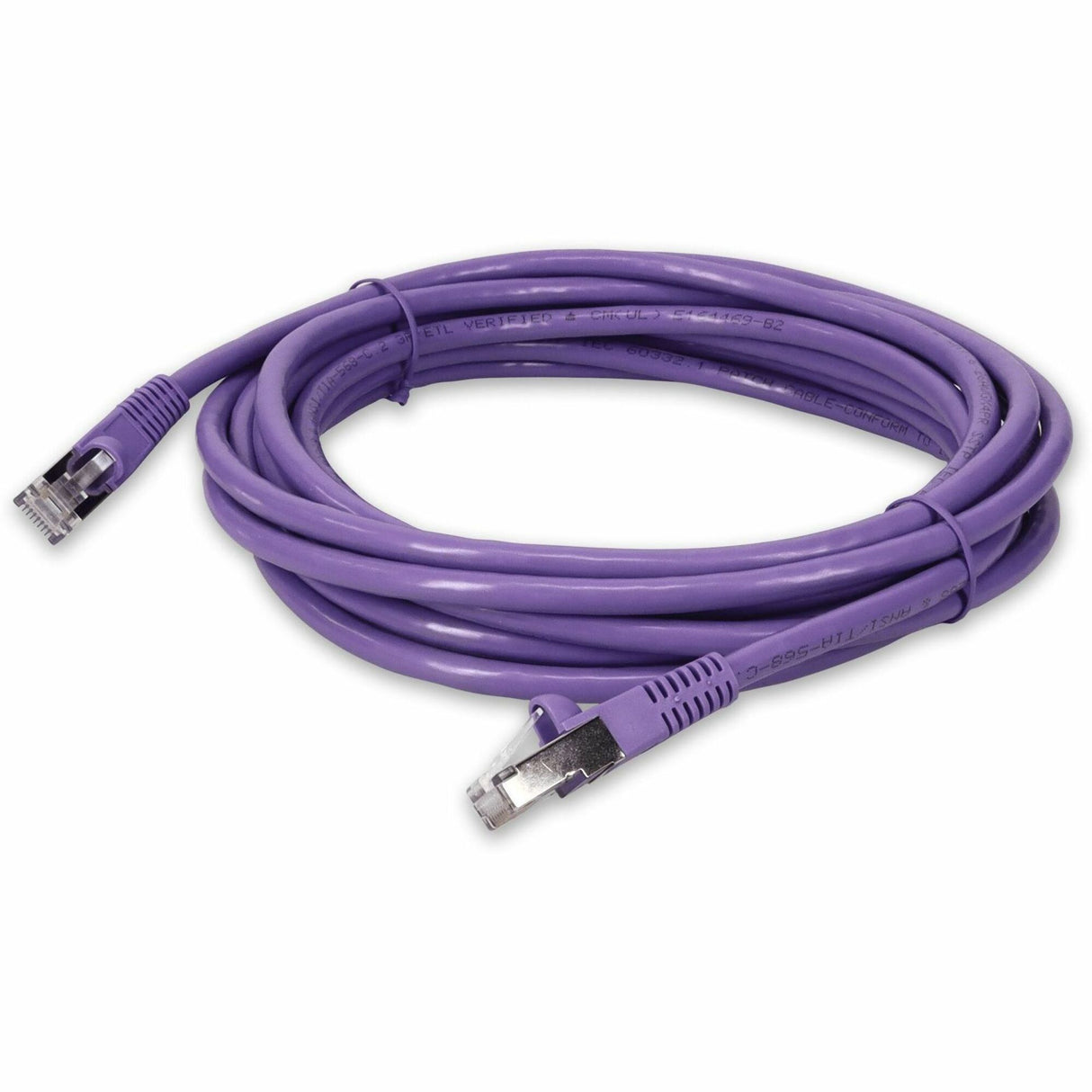 AddOn 18ft RJ-45 (Male) to RJ-45 (Male) Purple Cat6 Straight Shielded Twisted Pair PVC Copper Patch Cable