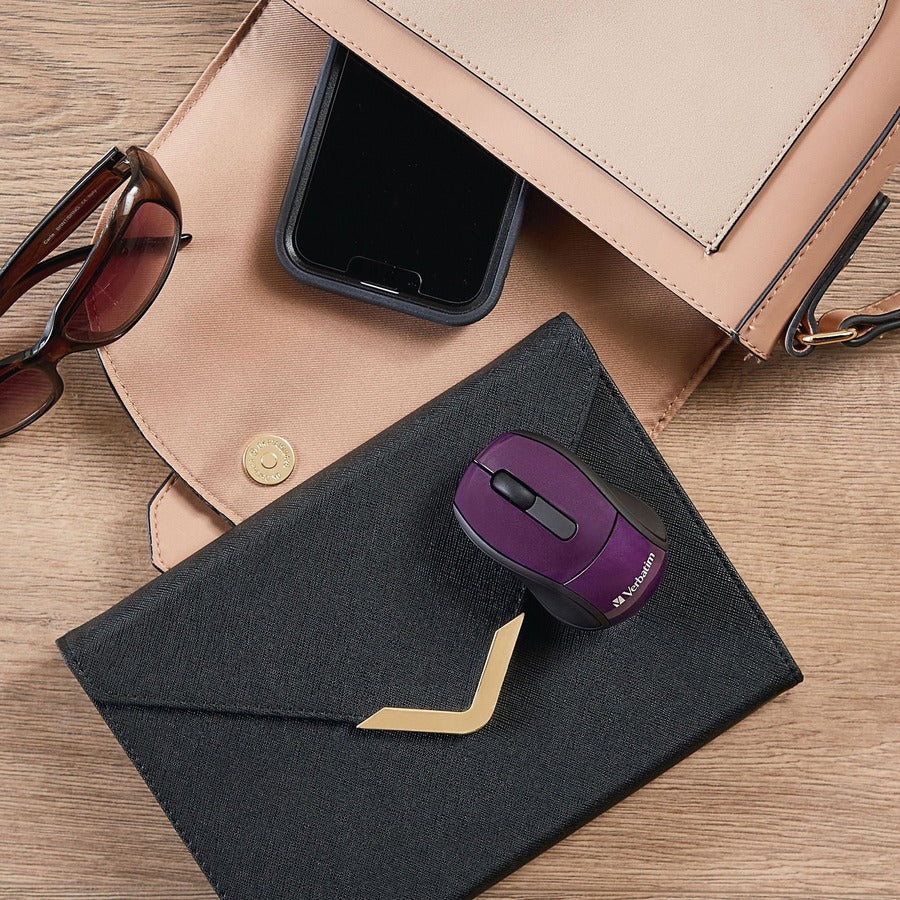 Verbatim Wireless Mini Travel Optical Mouse - Purple