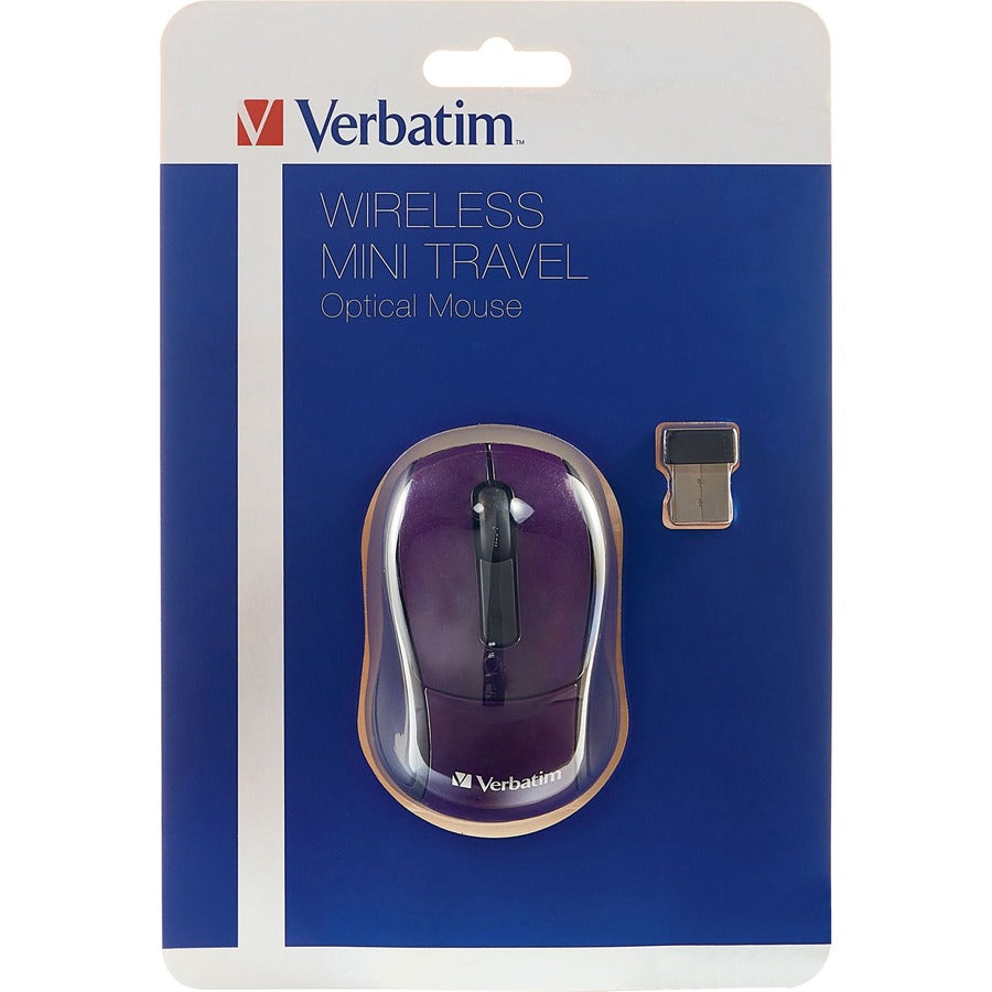 Verbatim Wireless Mini Travel Optical Mouse - Purple