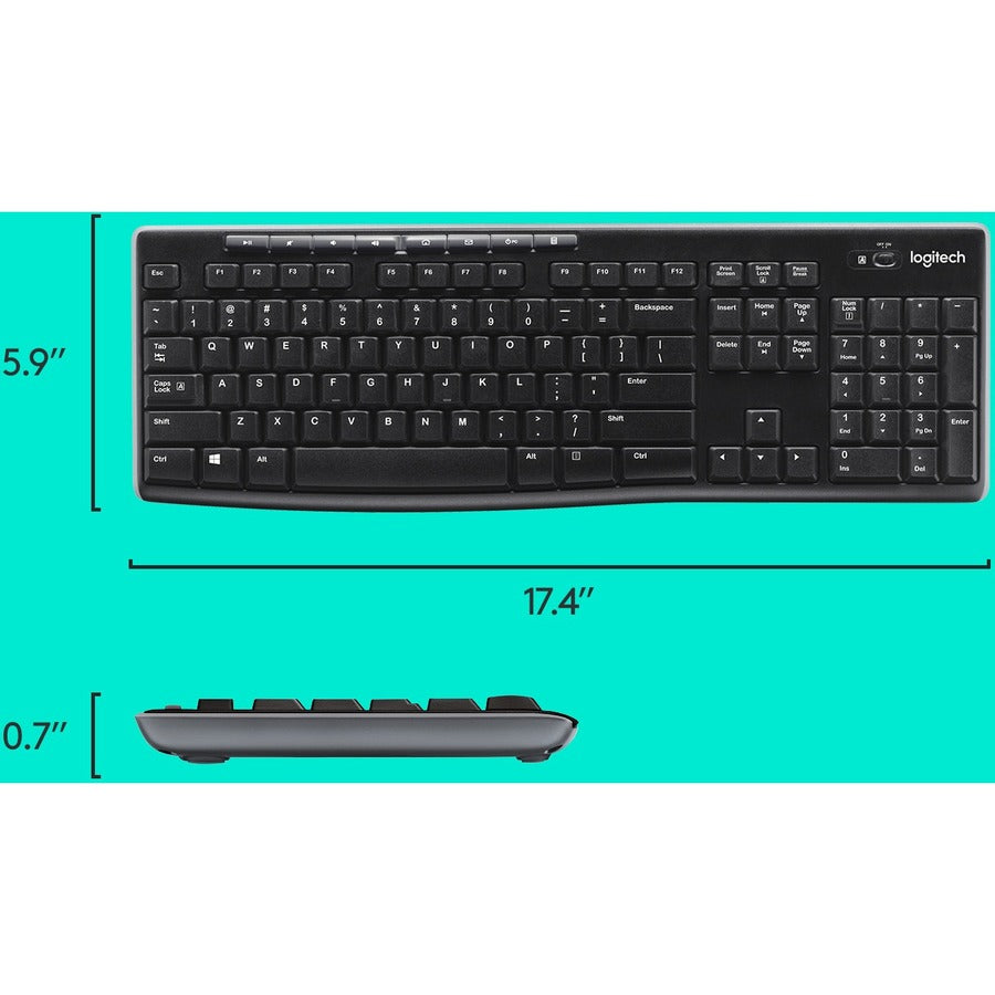 Logitech MK270 Wireless Keyboard and Mouse Combo for Windows, 2.4 GHz Wireless, Compact Mouse, 8 Multimedia and Shortcut Keys, 2-Year Battery Life, for PC, Laptop