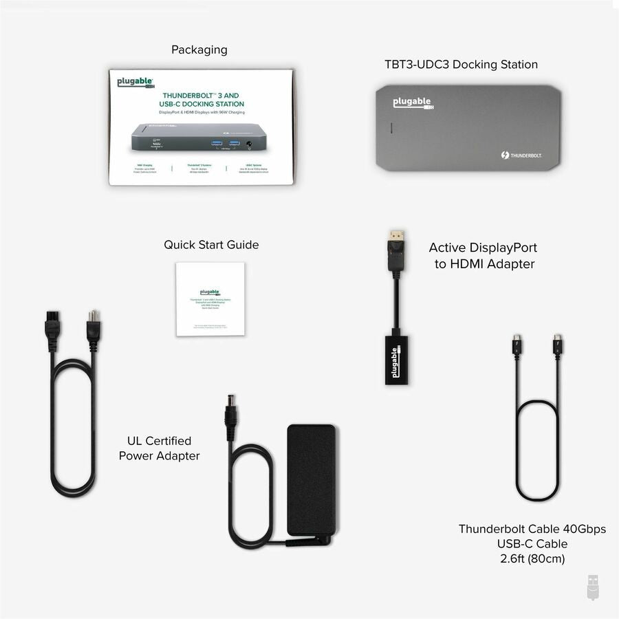 Plugable Thunderbolt Dock - 40Gbps and USB C Docking Station with 96W Charging