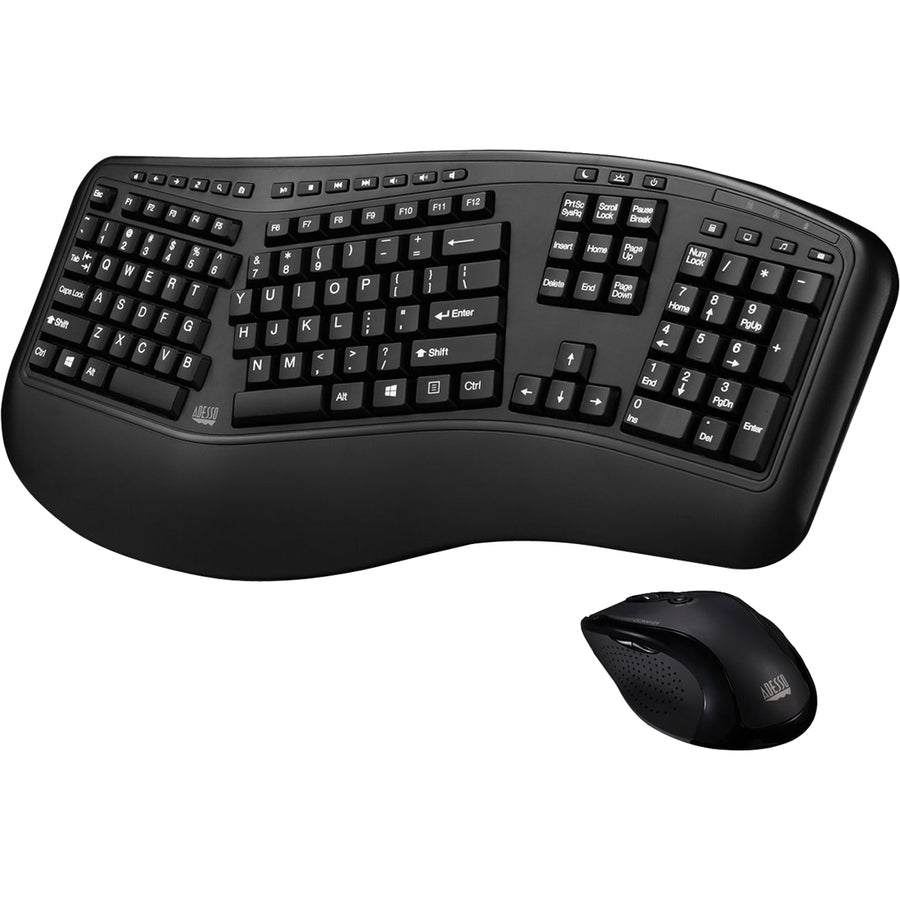 Adesso Tru-Form Media 1500 - Wireless Ergonomic Keyboard and Laser Mouse