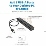 Tripp Lite by Eaton 7-Port USB-A Mini Hub - USB 3.x (5Gbps), International Plug Adapters, Aluminum Housing