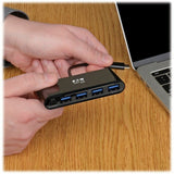 Eaton Tripp Lite Series 4-Port USB-C Hub, USB 3.x (5Gbps), 4x USB-A Ports, 60W PD Charging, Black